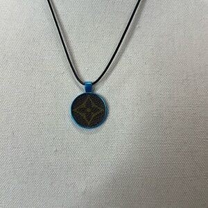 Necklace with upcycled Louis Vuitton monogram charm